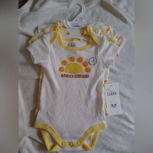 Set of 3 mamas sunshine baby onesies bodysuit yellow and orange 3 mo